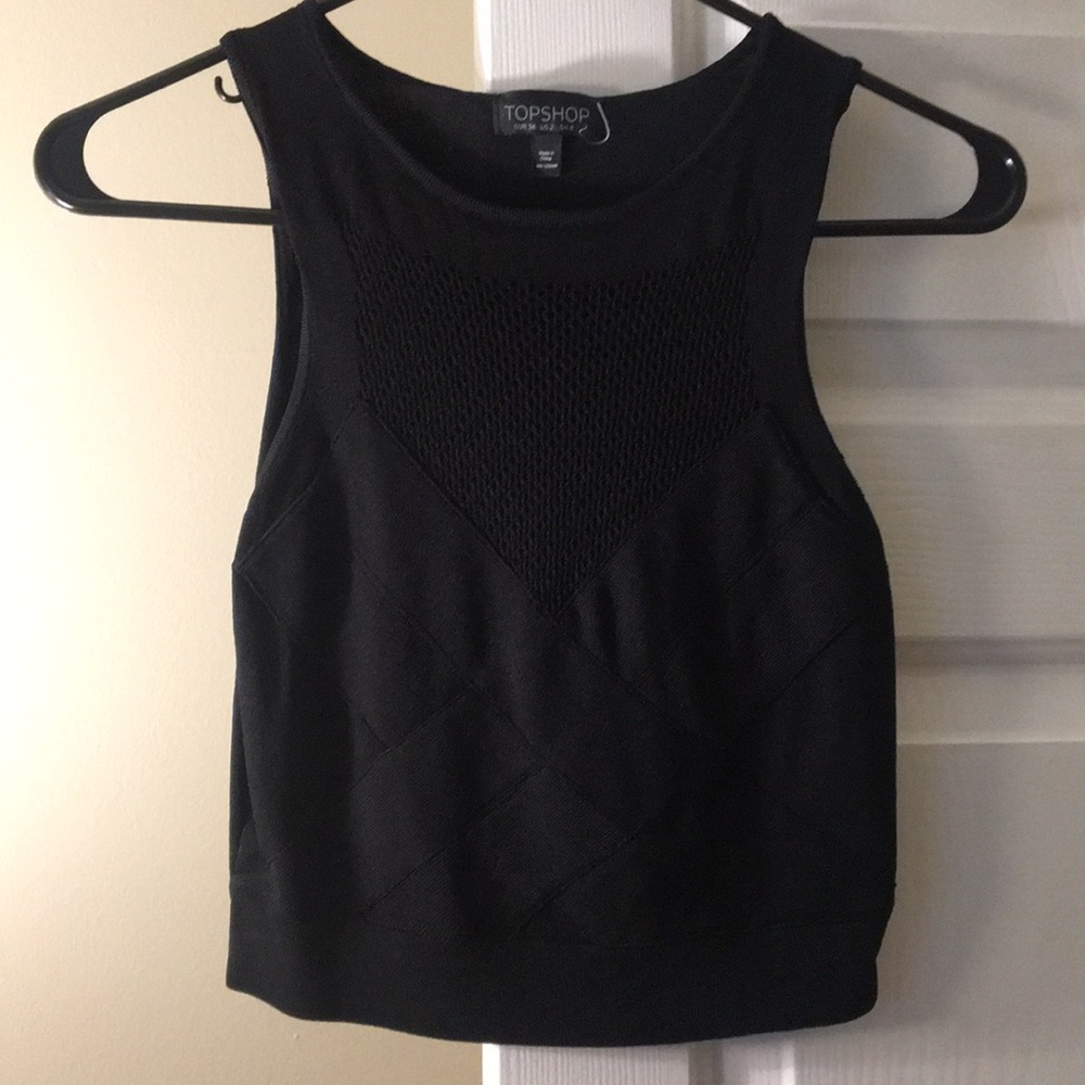 Top Shop black knit bandage crop top